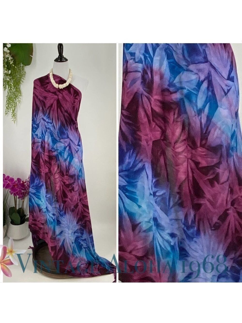 Purple Red Tie Dye SARONG Pareo Lavalava Beach Wrap Skirt Summer Scarf - Picture 3 of 4
